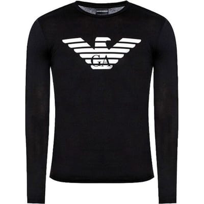 Emporio Armani FW21 Katoenen Bedruikt Longsleeve T-shirt Heren tops Zwart 8N1T64-1JPZZ-0999 L black