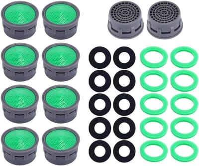 Faucet Aerators, 10 Pcs Plastic Faucet Aerator Flow Restriction Filter with 10pcs Gasket for Faucet Replacement Parts in Bathroom Kitchen