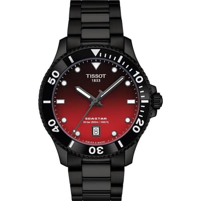 Tissot SeaStar 1000 Acier Inoxydable Cadran Rouge et Noir Quartz T120.410.33.421.00 Montre Homme 300M rouge