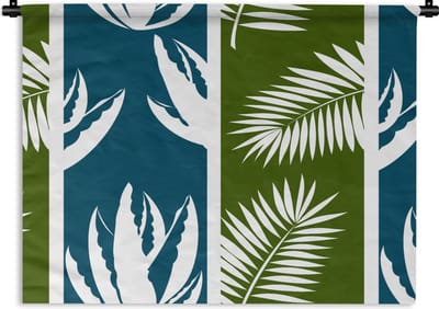 Wandkleed - Wanddoek - Bladeren - Tropisch - Design - Hawaii - 60x45 cm - Wandtapijt