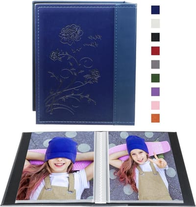 Klein Fotoalbum 6x4 voor 50 Afbeeldingen - Ideaal voor Kunstwerken en Postkaarten Opslag (Blauw)