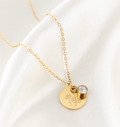Geboortesteen met Geboortebloem Ketting I April Stainless Steel Goud