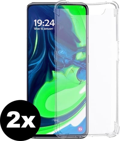 Hoesje - 2 Stuks - Geschikt voor Samsung Galaxy A80 - Sterk & Shockproof - Back Cover - Siliconen Case - Telefoon Hoes Shock Proof - Telefoonhoes - Transparant