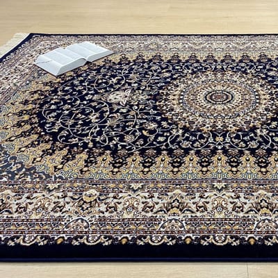 Blauw Tapijt Laagpolig Klassiek Vloerkleed Vintage Vloerkleed - Premium Hoge Kwaliteit - 200x290cm- Modern - Woonkamer - Salon - Slaapkamer - Eetkamer