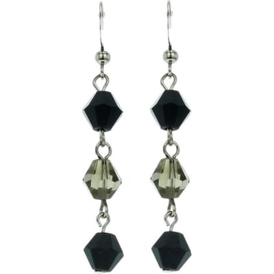Behave - Oorbellen hanger zwart kralen glans - Elegant voor avondlook