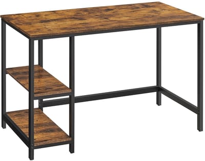 Hennova Bureau - Werktafel - Computertafel - Tafel - Met 2 open opbergvakken - Industrieel ontwerp - Bruin/zwart - 120 x 60 x 75 cm
