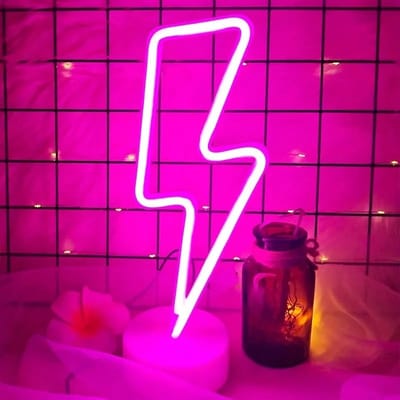 Dicadore - Neon Wandlamp Bliksem - Roze - LED - Neon Verlichting - Sfeerverlichting - Led lamp - Neonlicht - Neon lamp