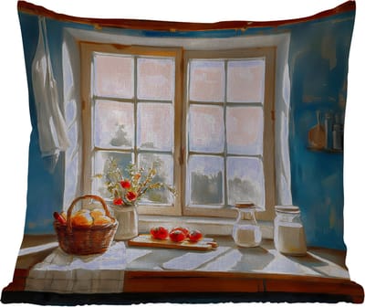 Buitenkussen Weerbestendig - Stilleven - Keuken - Doorkijk - Vintage - 50x50 cm