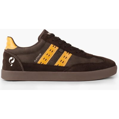 Heren Sneaker Platinum - Donkerbruin/Geel
