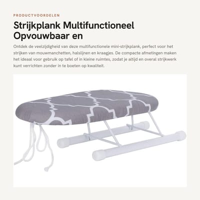 Dailygoods- Strijkplank Multifunctioneel - Opvouwbaar - Antislip Voetafdekking - Afneembare/Wasbare Hoes - Ruimtebesparend - 10,2 x 4,3 x 3,1 Inch - Strijktafel