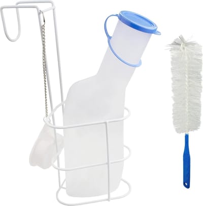 Urinefles voor mannen 1000 ml met bedhouder en reinigingsborstel