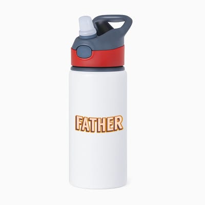 Hacebo® - Father waterfles met rietje rood - Vader - papa - Vaderdag - cadeau - verjaardag - kado - water fles - 650ML