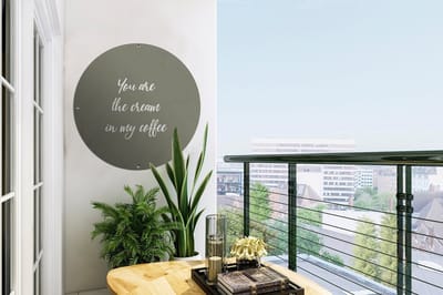 Tuincirkel Spreuken - You are the cream in my coffee - Partner - Quotes - 60x60 cm - Ronde Tuinposter - Buiten
