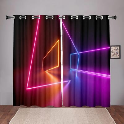Rideau occultant épais émettant une lumière néon pour chambre d'enfant, salon, salle de bain, cuisine, porte, hall d'entrée, maison, haute occultation W55 X H120cm X 2&Grommet Top purple