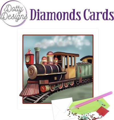 Diamond Painting Dotty Design Diamonds Cards | Vintage Locomotive DDDC1035
