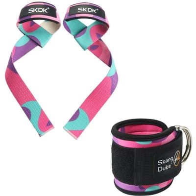 Fitness Enkelbanden Verstelbaar D-Rings Voet Been Ondersteuning Manchetten Pols Hefbanden Sportschool Harde Trek Grip Band Camouflage Banden Set St Praktisch Gebruik pink