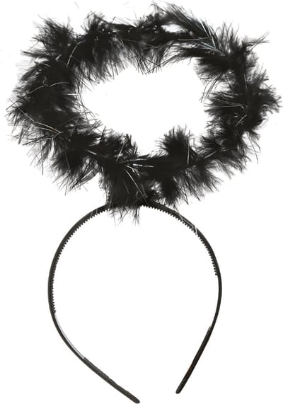 Fiestas Guirca - Tiara engel halo zwarte veren met tinsels