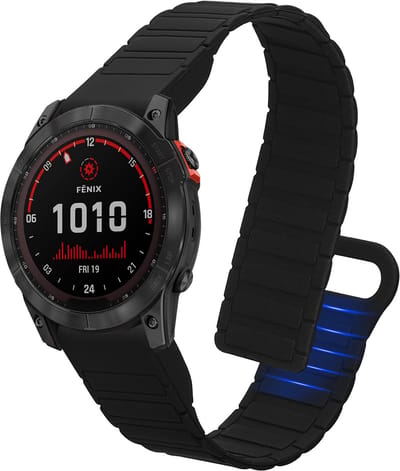 kwmobile sporthorloge band geschikt voor Garmin Fenix 8 51mm / Enduro 3 / Fenix 7X / 7X Pro / Instinct 2X bandje - Smartwatch of activity tracker polsband - Met magneetsluiting - In zwart