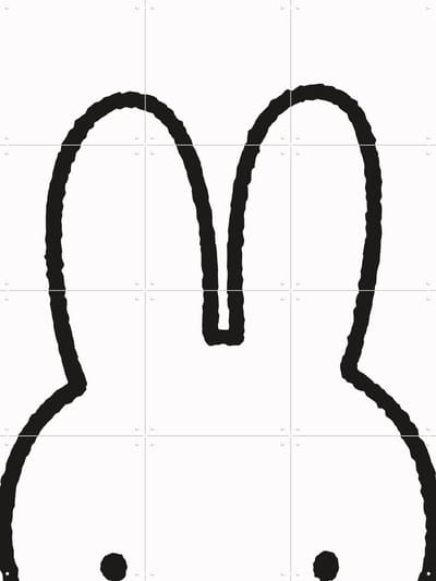 IXXI Nijntje Oren, Nijntje - 60 x 80 cm - Gratis ophangtool - Grote wanddecoratie en posters - Illustraties, Line art, Minimalisme, Speels