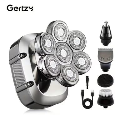 5in1 Gertzy Head shaver - Digitale Skullshaver - Usb Oplaadbare Head Shaver + Baardtrimmer + Neustrimmer - Head Shaver met 7 roterende mesjes - Batterij Indicator - Perfecte Haarverzorging - Kleur Zilver