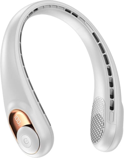 Draagbare Nekventilator - Oplaadbaar met LED Display - 3600mAh Batterij - 3 Instelbare Snelheden - Persoonlijke Wearable Fan - Cadeau voor Dames & Heren - Parelwit - 1 Stuk