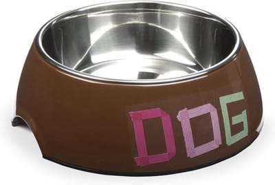 Melamine eetbak Tape Dog, rond. Bruin.