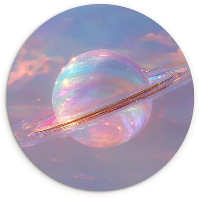 WallCircle® Wandcirkel 120x120 cm - Muurcirkel Planeet - Lucht - Wolken - Pasteltinten - Muurdecoratie woonkamer - Wanddecoratie slaapkamer - Kamer decoratie accessoires - Ronde schilderijen XXL