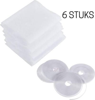 6 Stuks - Zelfklevende Raam Hor - Verwijderbare Insecten Hor -  130 x 150 cm - Horrengaas - Instelbaar - Snijbaar - Inclusief Klittenband - Vliegengordijn -