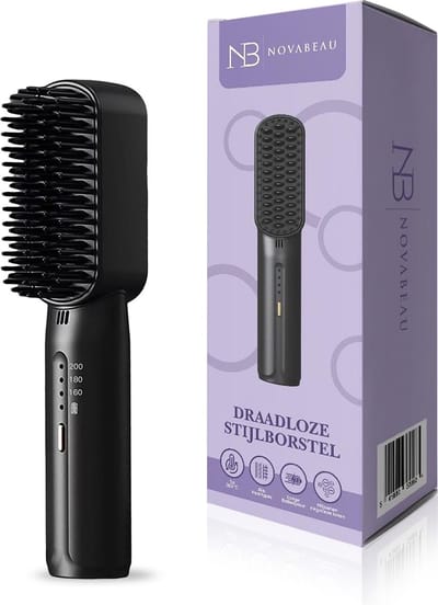 Novabeau Draadloze Stijlborstel - Stijlkam - Warmte borstel - Straight Brush - Haarborstel - Elektrische haarborstel - Mini Stijltang - Fohnborstel