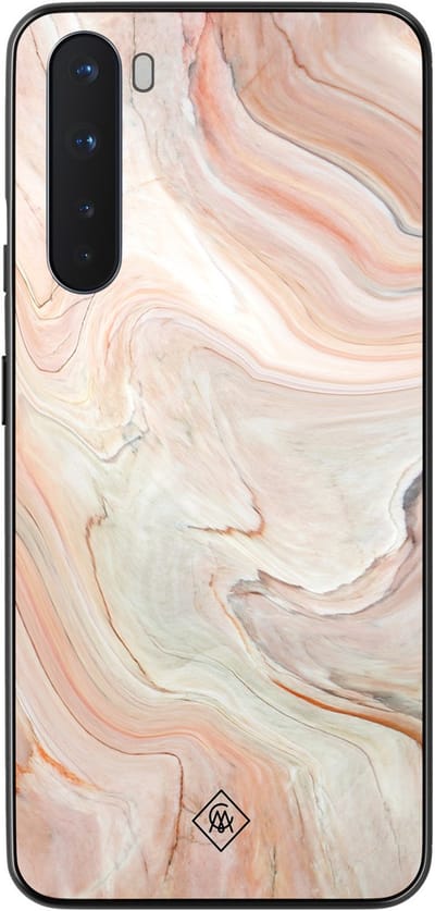 Casimoda® hoesje - Geschikt voor OnePlus Nord - Marmer Waves - TPU - Backcover - Bruin/beige - Water