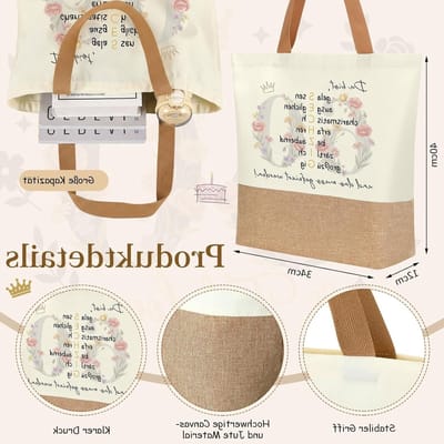 Cadeau voor Verjaardag Vrouwen: Jute Tas, Shop Tas, Make-up Tas met Verjaardagskaart en Envelop, Perfect Geschenk voor Vriendin, Moeder of Zus