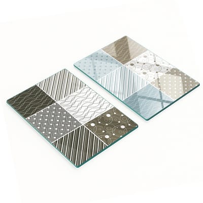 Decoratieve snijplanken van gehard glas met geometrisch patroon, 2x40x52 cm