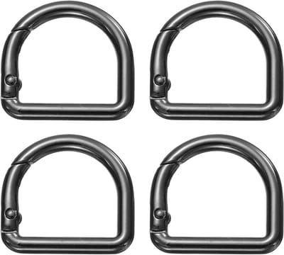 4 Stuks D-Ringen Met Veerhaak voor Sleutels en Tassen - Robuuste Carabiners voor Rugzakken, Handtassen en Paracord Craft - Zwart Metaal