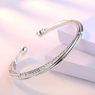 Mode 925 Sterling Zilveren Vrouw Charm Manchet Armband Linellae Verstelbare Bangle Meisjes Feest Sieraden Geschenken Kerstmis white