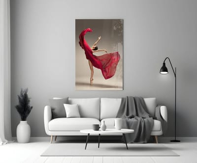 Glasschilderij - Ballerina - Wall Art - Moderne Wanddecoratie - Woonkamer - Slaapkamer - 72x46 cm