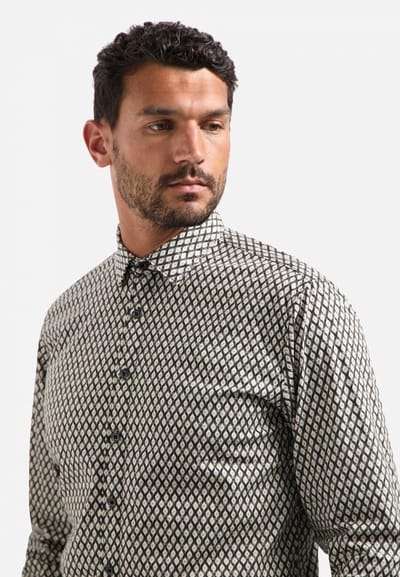 No Excess Shirt Stretch Allover Printed Black Maat: 3XL | Zakelijke Overhemden Outlet | Heren | Zwart