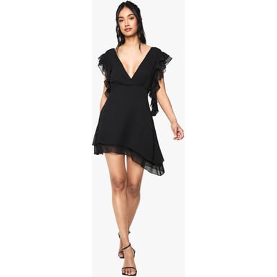 boohoo Dames Chiffon Mini Jurk met Ruffle Detail | Black | Maat: 8