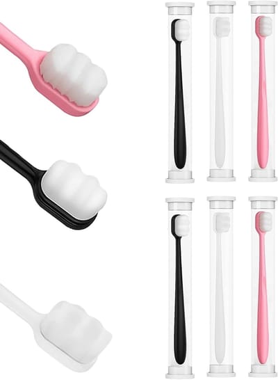 Zachte tandenborstels voor diepe reiniging, 6 stuks, ergonomisch design voor gevoelige tanden en tandvlees, geschikt voor volwassenen en kinderen
