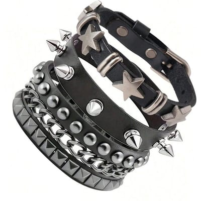 Gotische Mode Creatieve Armbandenset Geschikt Voor Dames En Heren Om Te Dragen Koppelarmbanden Voor Dagelijkse Feestoptredens gray