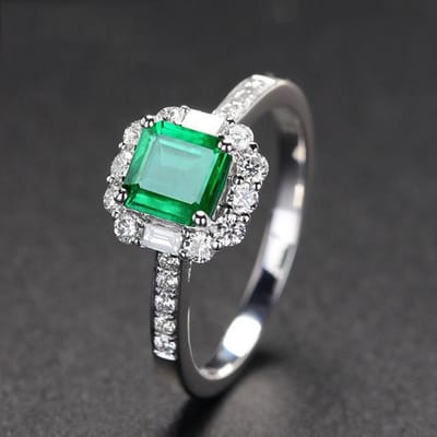 Groene Edelsteen Ring voor Vrouwen Echte 925 Puur Zilver Mode Duurzame Ring Mei Geboortesteen Mooie Sieraden Romantische Bruiloft green gray