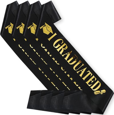 BTH - Sjerp - Geslaagd - Versiering - I Graduated - Graduation - Photobooth - Zwart & Goud - 4 Stuks