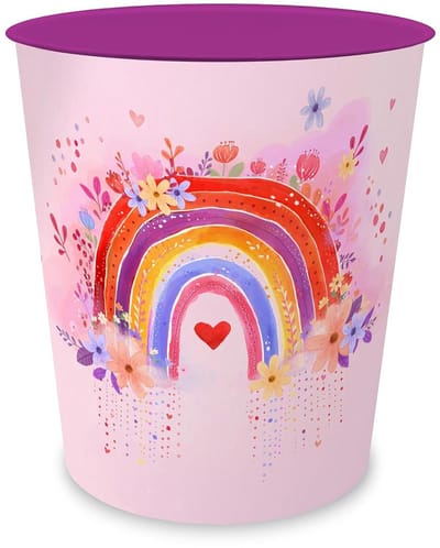 Prullenbak Regenboogmotief - Afvalbak Kinderkamer - Orde Houden - Stevig Kunststof - 11 Liter - Regenboog