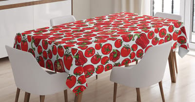 ABAKUHAUS Tafelkleed – 140x170 cm – Rood tomaten-paprika patroon – Wasbaar