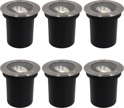QAZQA delux - Moderne Grondspot - 6 stuks - Ø 16 cm - Staal - Buitenverlichting