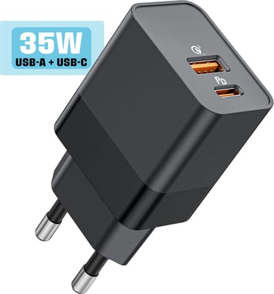 Usb C Power Adapter 35w GaN 2 Poorten - Usb-C & usb-A - Snellader - Universeel