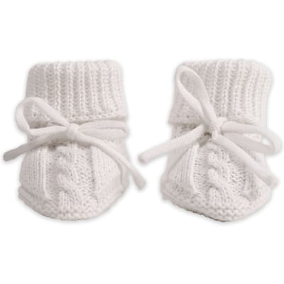 Lodger - Baby Slofjes Gebreid - Wit - 0-6 Maanden - Katoen - Newborn Slofjes & Babysokjes