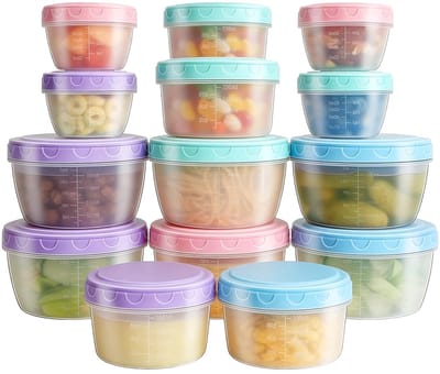 Dailygoody - Vriesdozen - Stapelbare Set voor Snacks - Klein formaat - Voor Meal Prep - Geschikt voor Sauzen - 16 Stuks