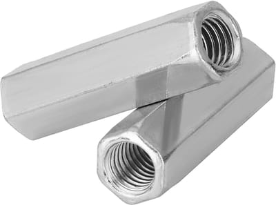 Dailygoods- Zeskantmoeren M10 - Lange Koolstofstalen Moeren - Bevestigingen - Verzinkt - 5 Stuks - Afmetingen 50 x 14 mm