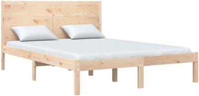 Houten Bedframe - Ledikant Tweepersoons - Ontspannen Slaap - Massief Grenenhout - 160x200 cm - Naturel