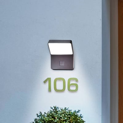 OSRAM ENDURA LED wandlamp, warm wit 3000 K, buitenlamp, 12W, verborgen bewegingssensor, IP44, 750lm, gegoten aluminium, donkergrijs